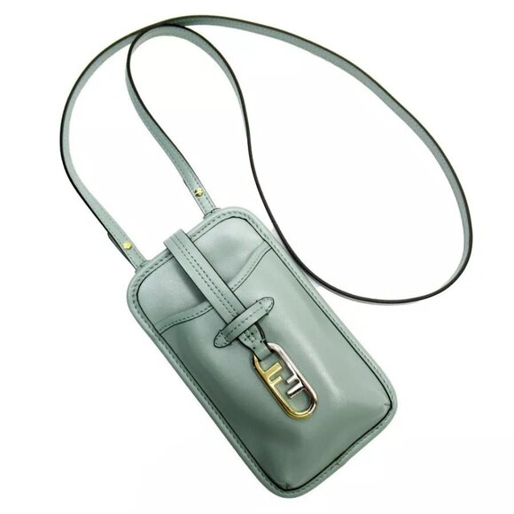 Auth FENDI Smartphone case holder Phone holder Pale green leather - Picture 1 of 16